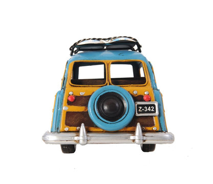 6" Blue And Yellow Metal Hand Painted Decorative Car HomeRoots