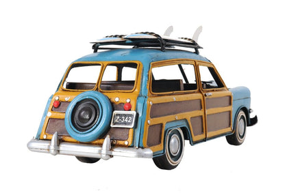 6" Blue And Yellow Metal Hand Painted Decorative Car HomeRoots