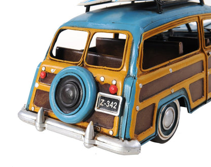 6" Blue And Yellow Metal Hand Painted Decorative Car HomeRoots