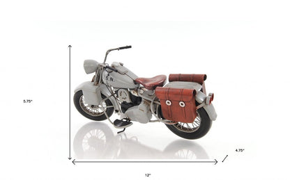 6" Grey Metal Hand Painted Decorative Motorcycle HomeRoots