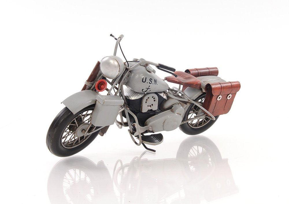 6" Grey Metal Hand Painted Decorative Motorcycle HomeRoots