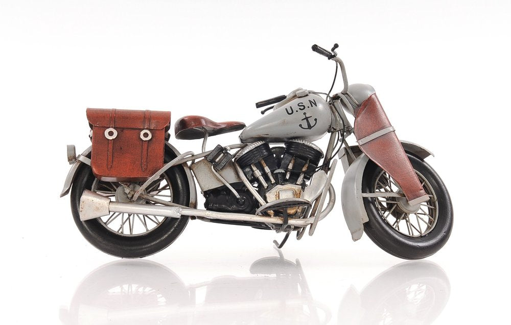 6" Grey Metal Hand Painted Decorative Motorcycle HomeRoots