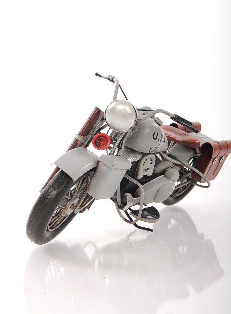 6" Grey Metal Hand Painted Decorative Motorcycle HomeRoots