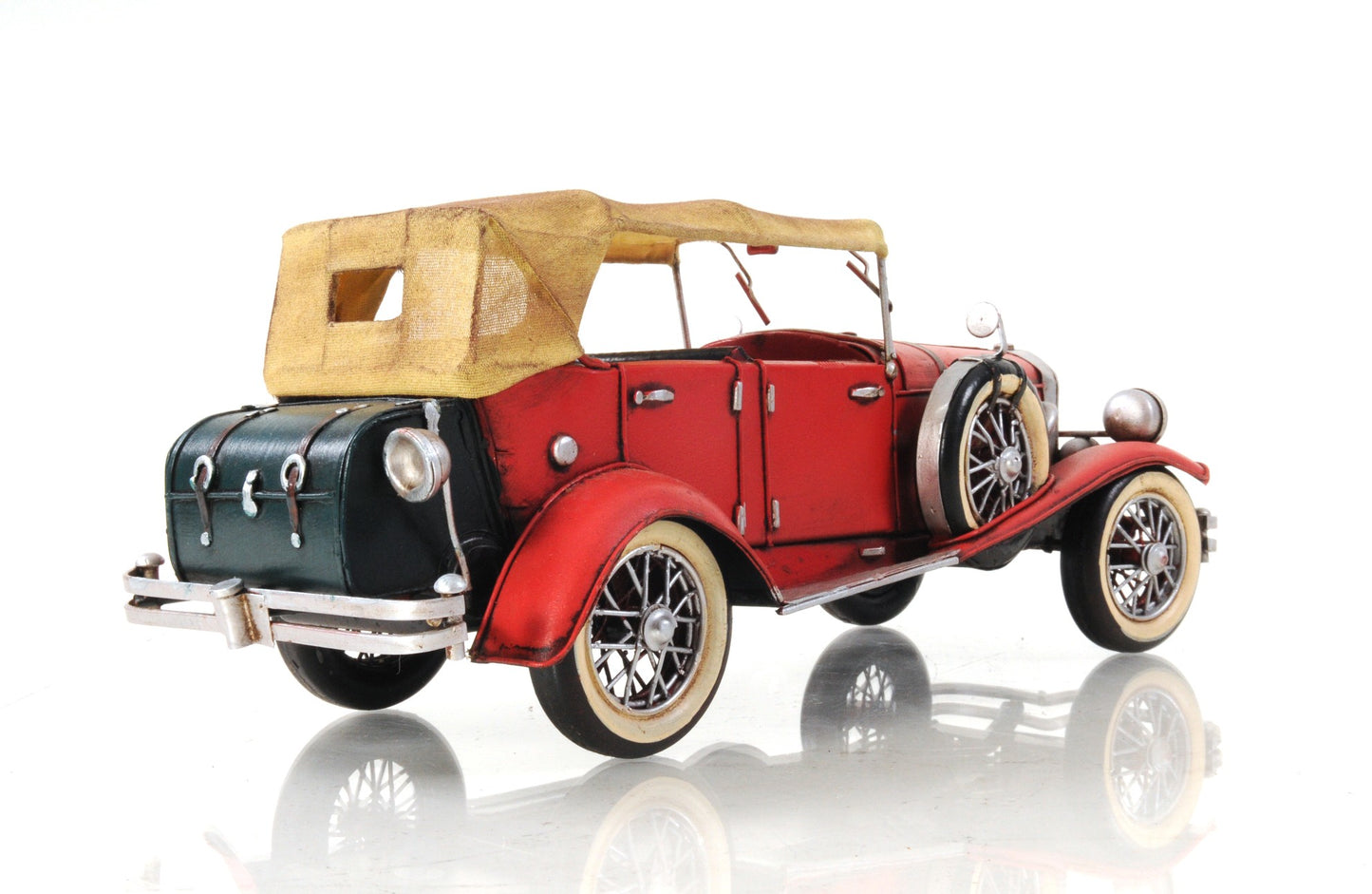 5" Red Metal Hand Painted Model Car Tabletop Sculpture