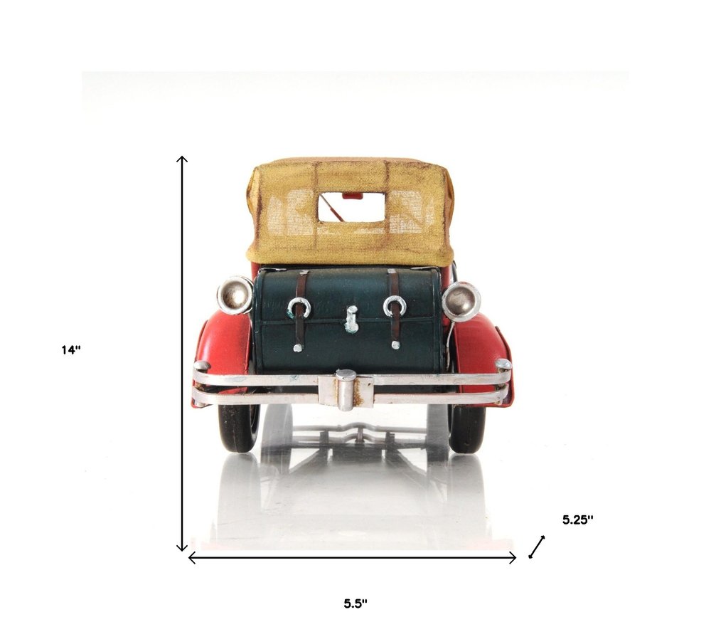 5" Red Metal Hand Painted Model Car Tabletop Sculpture HomeRoots