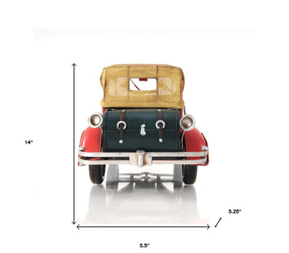 5" Red Metal Hand Painted Model Car Tabletop Sculpture HomeRoots