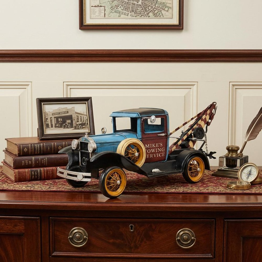 6" Blue And Black Metal Hand Painted Model Car — view 10