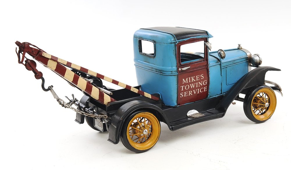 6" Blue And Black Metal Hand Painted Model Car — view 3