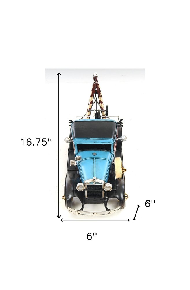6" Blue And Black Metal Hand Painted Model Car — view 7