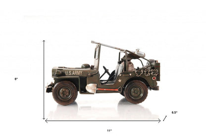 6" Army Green Metal Hand Painted Decorative Truck HomeRoots