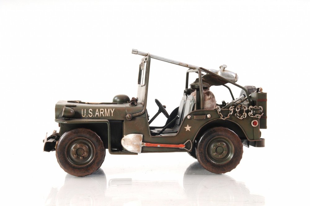 6" Army Green Metal Hand Painted Decorative Truck HomeRoots