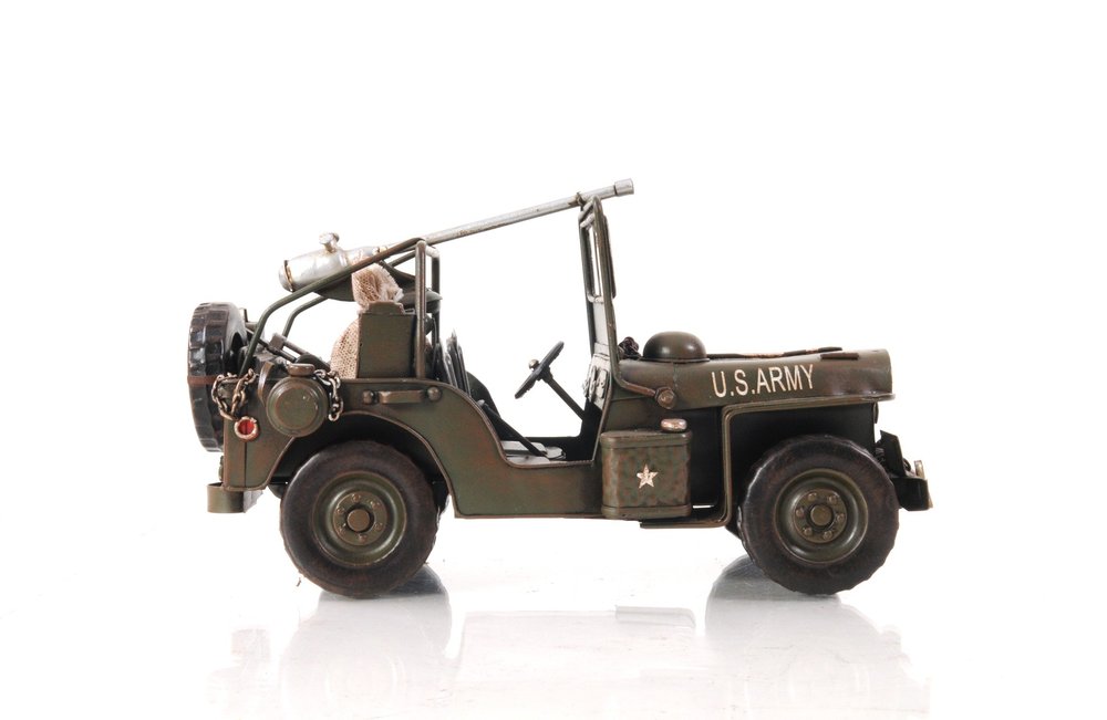 6" Army Green Metal Hand Painted Decorative Truck HomeRoots