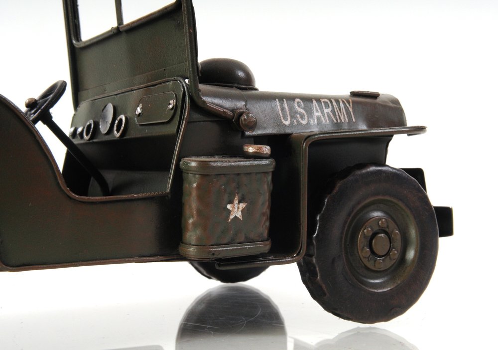 6" Army Green Metal Hand Painted Decorative Truck HomeRoots