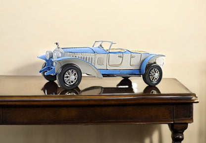 4" White Metal Hand Painted Model Car Tabletop Sculpture