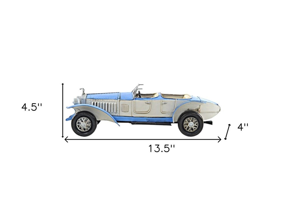 4" White Metal Hand Painted Model Car HomeRoots