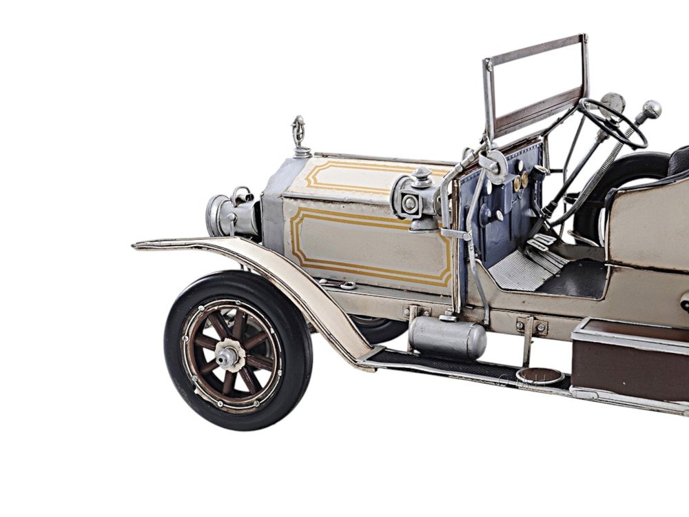 8" Silver Metal Hand Painted Model Car Tabletop Sculpture — view 5