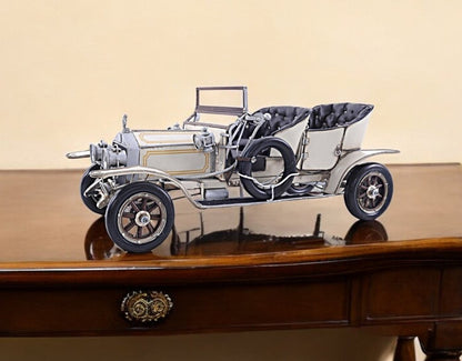 8" Silver Metal Hand Painted Model Car Tabletop Sculpture HomeRoots