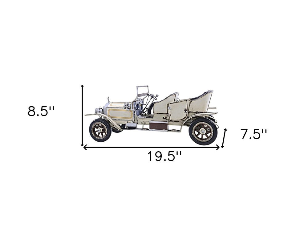 8" Silver Metal Hand Painted Model Car Tabletop Sculpture HomeRoots