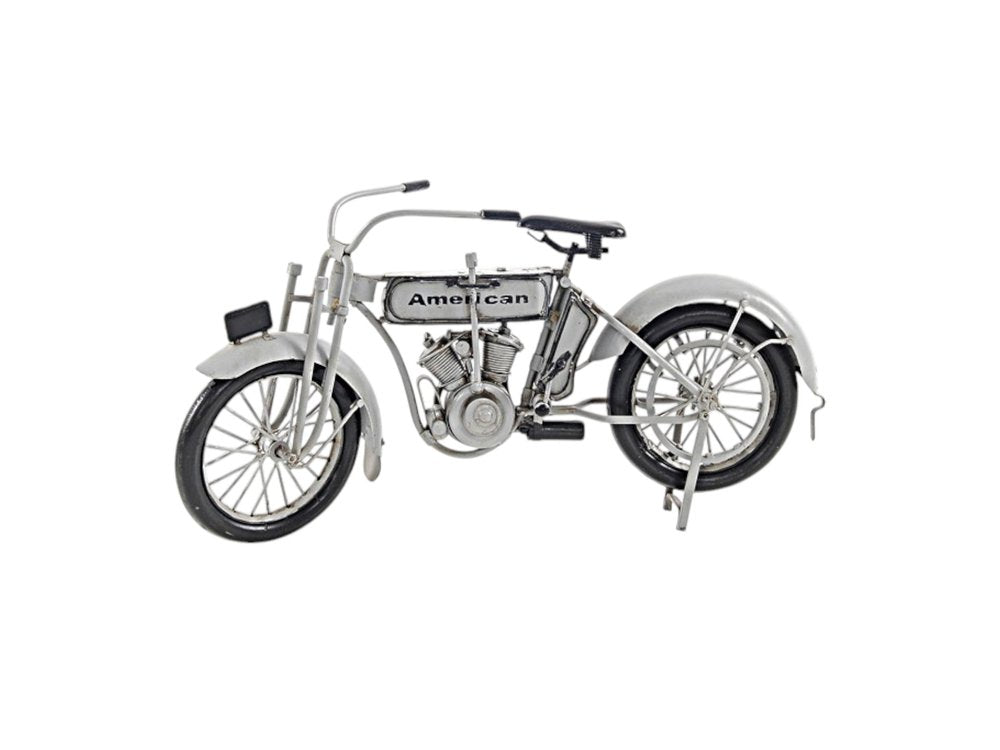 6" White Metal Hand Painted Model Motorcycle Tabletop Sculpture — view 6