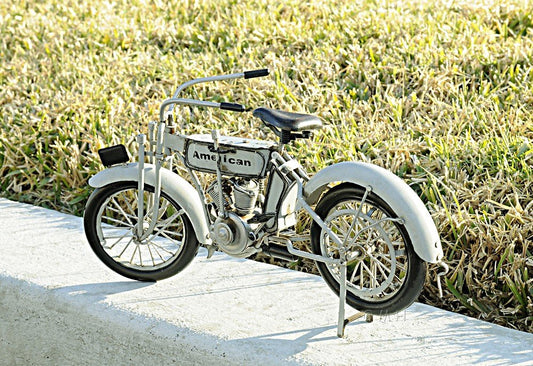 6" White Metal Hand Painted Model Motorcycle Tabletop Sculpture HomeRoots