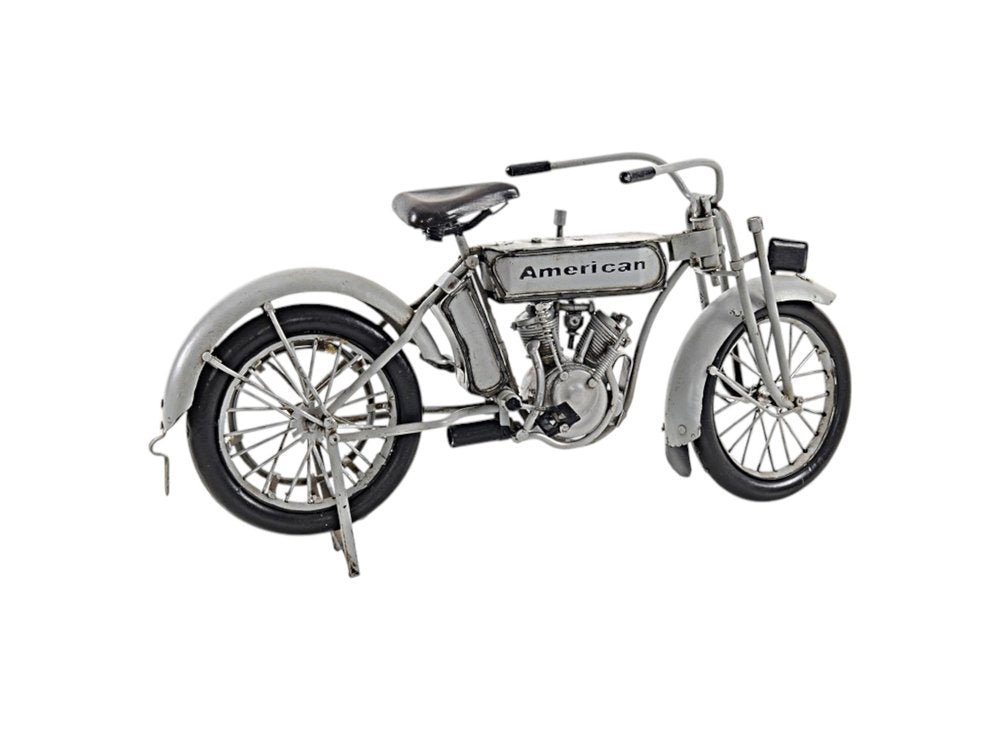 6" White Metal Hand Painted Model Motorcycle Tabletop Sculpture HomeRoots