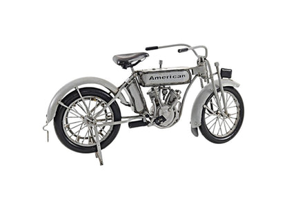 6" White Metal Hand Painted Model Motorcycle Tabletop Sculpture HomeRoots