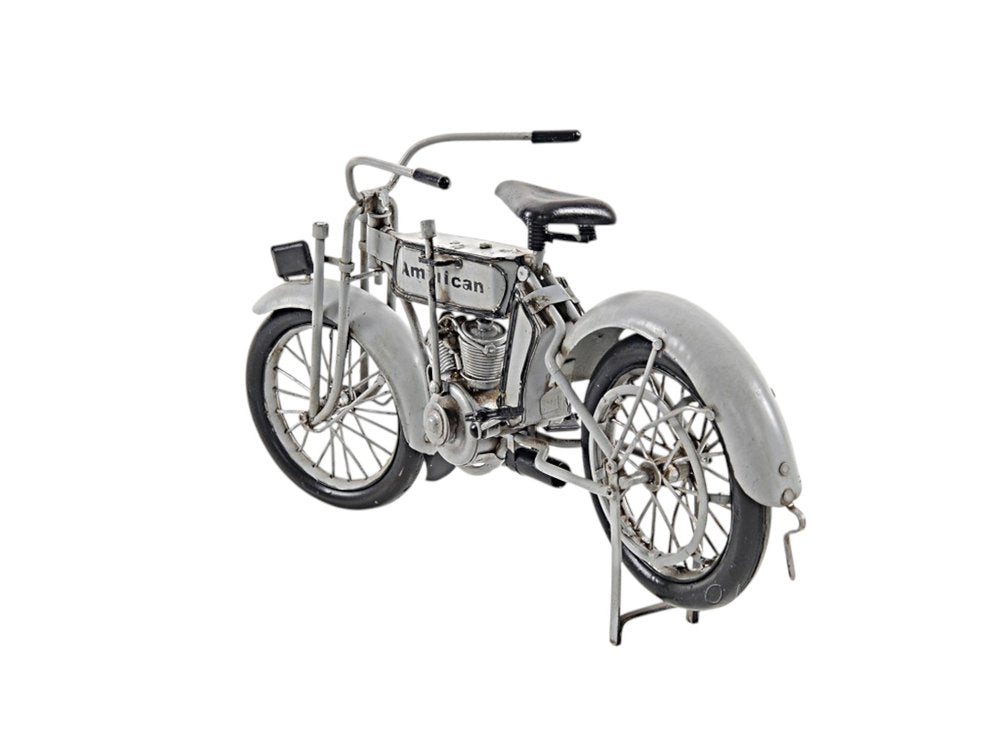 6" White Metal Hand Painted Model Motorcycle Tabletop Sculpture HomeRoots