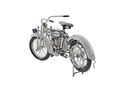 6" White Metal Hand Painted Model Motorcycle Tabletop Sculpture HomeRoots
