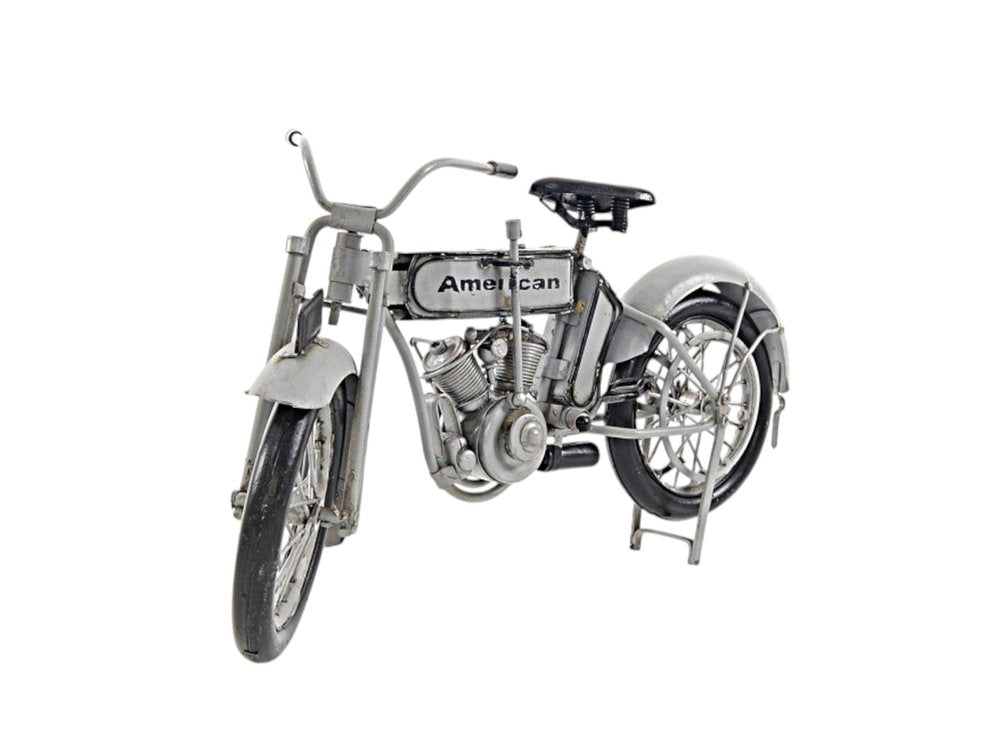 6" White Metal Hand Painted Model Motorcycle Tabletop Sculpture HomeRoots