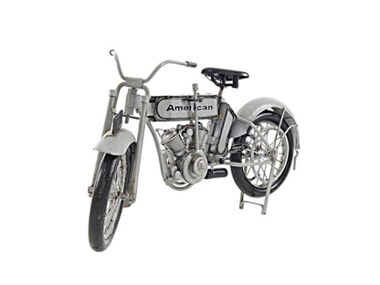 6" White Metal Hand Painted Model Motorcycle Tabletop Sculpture HomeRoots