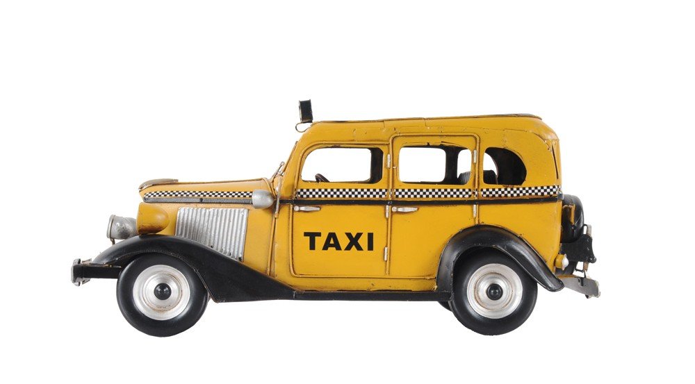 14" Yellow Checker Taxi Cab Model Sculpture HomeRoots