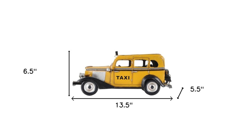 14" Yellow Checker Taxi Cab Model Sculpture HomeRoots