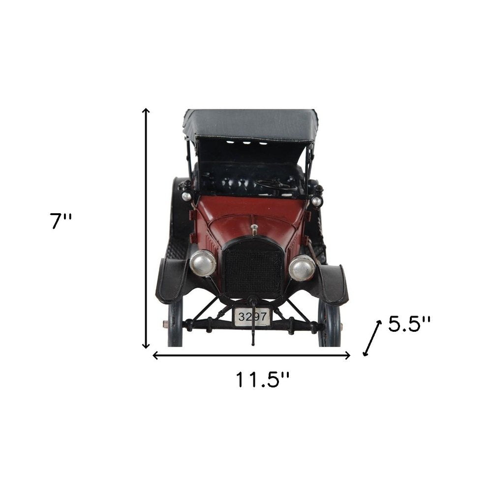 7" Red Metal Hand Painted Model Car — view 7