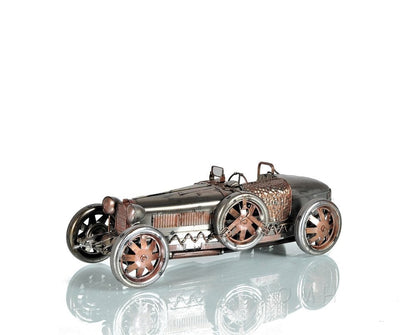 c1924 Bugatti Bronze and Silver Racecar Model Sculpture HomeRoots