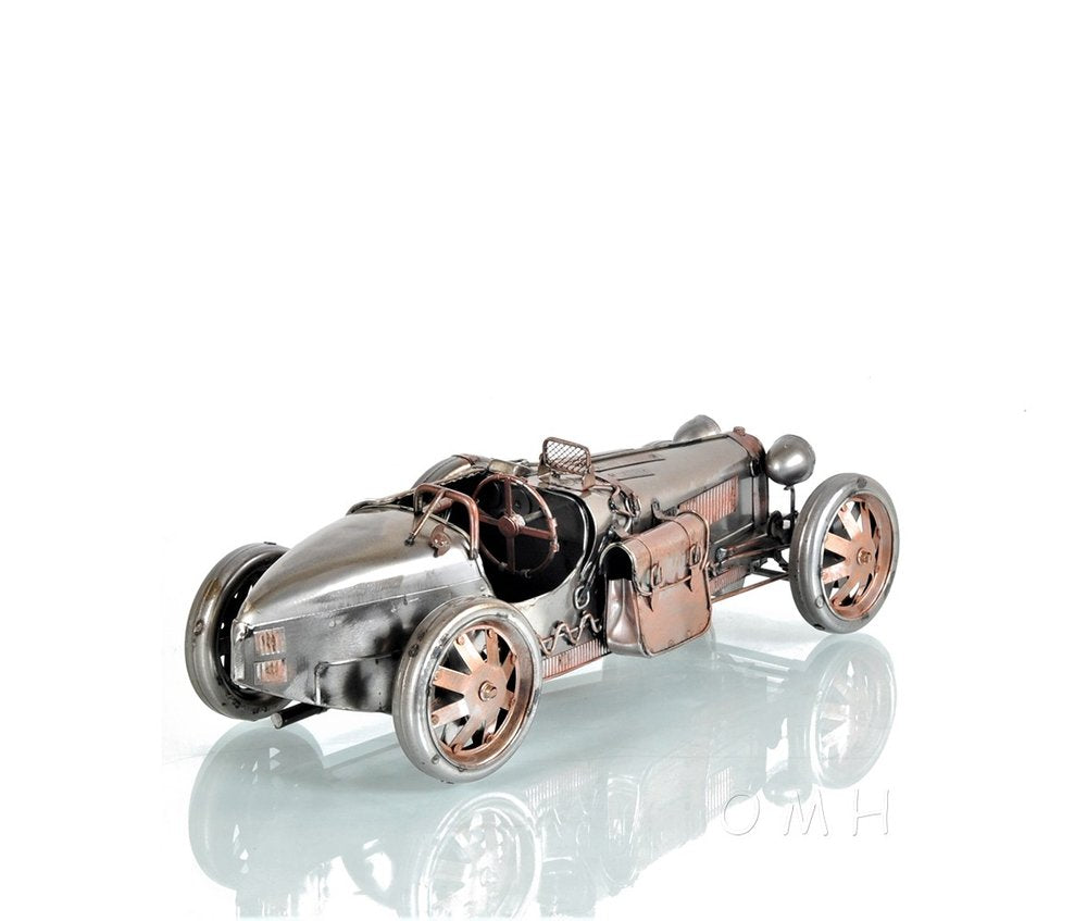 c1924 Bugatti Bronze and Silver Racecar Model Sculpture HomeRoots