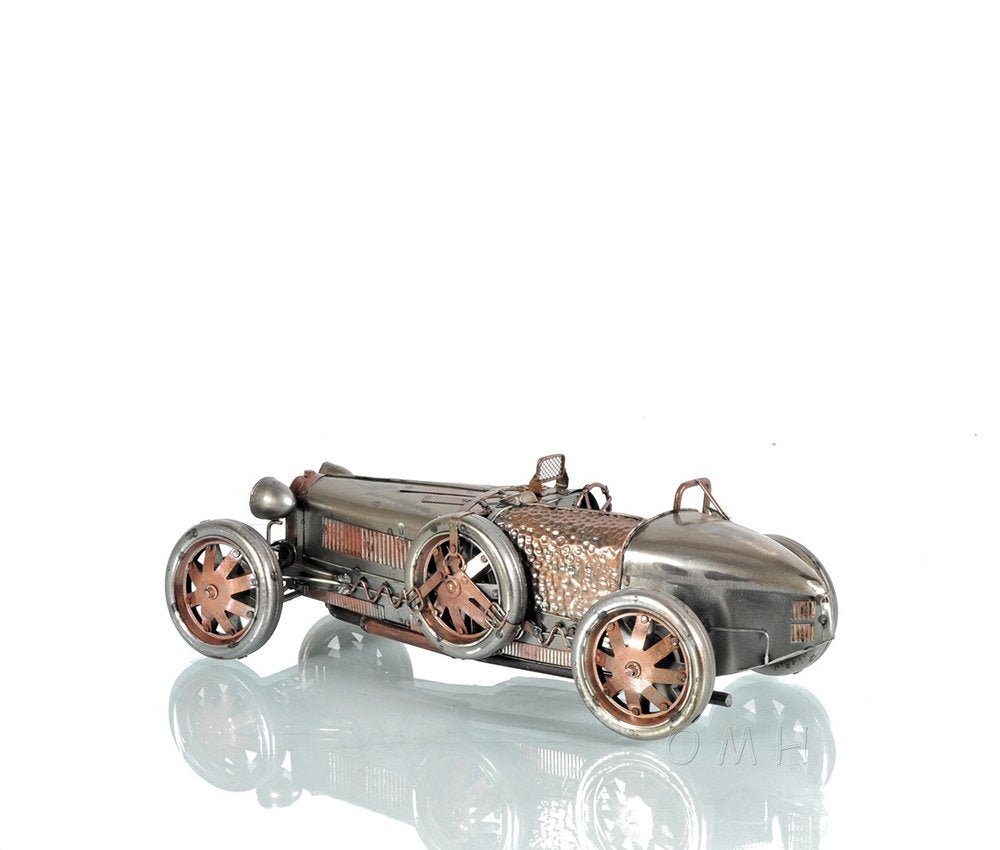 c1924 Bugatti Bronze and Silver Racecar Model Sculpture HomeRoots