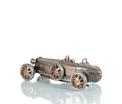 c1924 Bugatti Bronze and Silver Racecar Model Sculpture HomeRoots