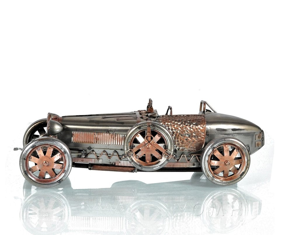 c1924 Bugatti Bronze and Silver Racecar Model Sculpture HomeRoots