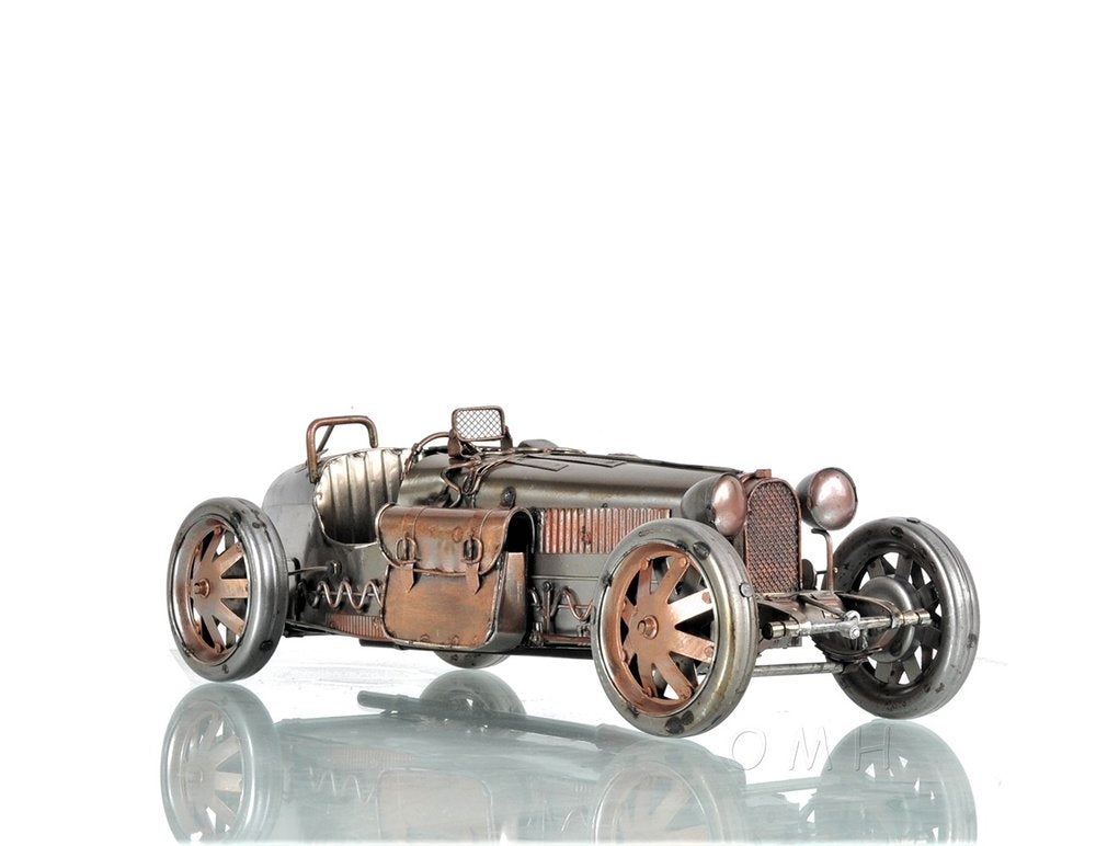 c1924 Bugatti Bronze and Silver Racecar Model Sculpture HomeRoots