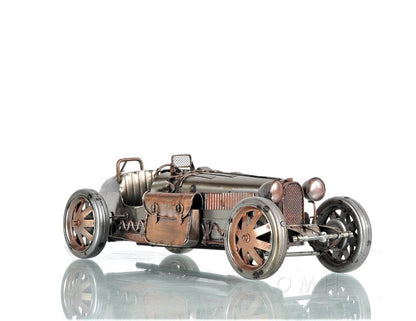 c1924 Bugatti Bronze and Silver Racecar Model Sculpture HomeRoots