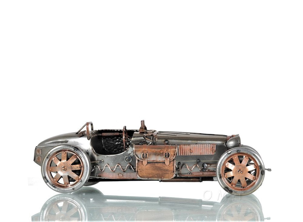 c1924 Bugatti Bronze and Silver Racecar Model Sculpture HomeRoots