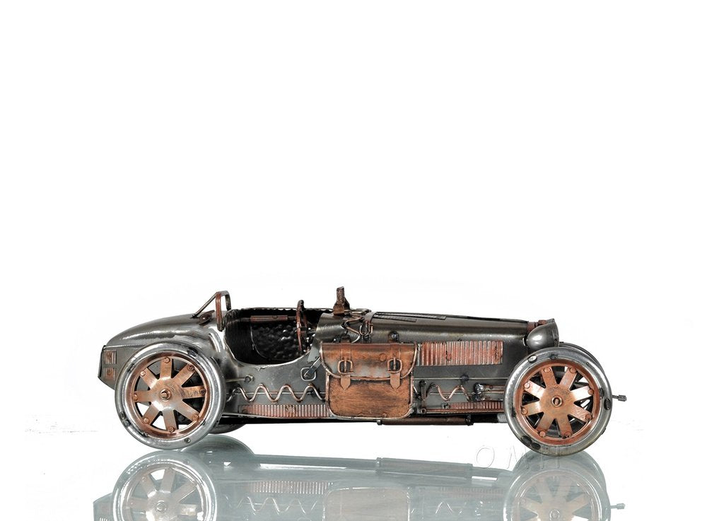c1924 Bugatti Bronze and Silver Racecar Model Sculpture HomeRoots