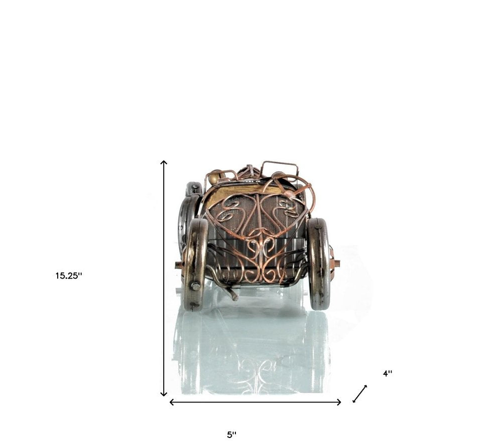 c1924 Bugatti Bronze and Silver Open Frame Racecar Sculpture HomeRoots