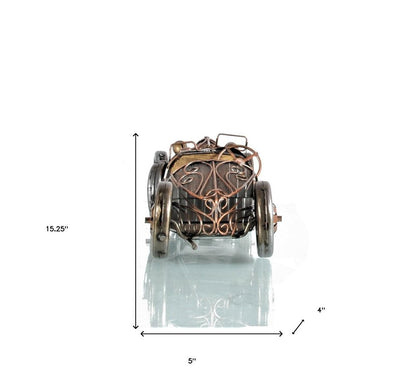 c1924 Bugatti Bronze and Silver Open Frame Racecar Sculpture HomeRoots