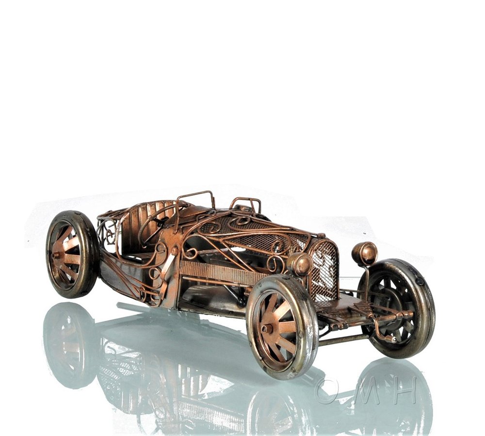 c1924 Bugatti Bronze and Silver Open Frame Racecar Sculpture HomeRoots