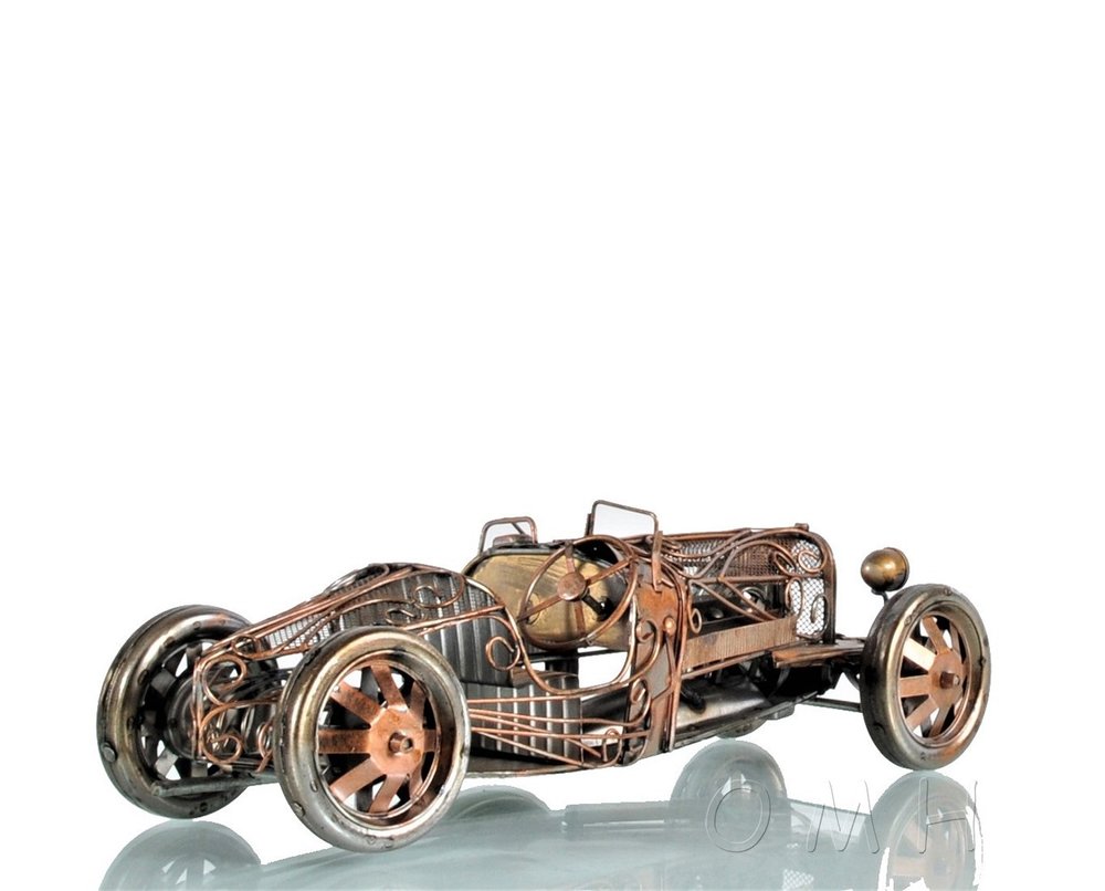 c1924 Bugatti Bronze and Silver Open Frame Racecar Sculpture HomeRoots