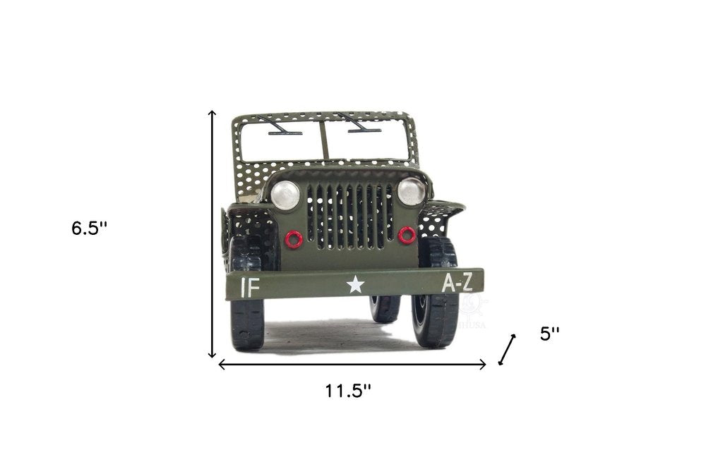 7" Green Metal Hand Painted Model Car HomeRoots