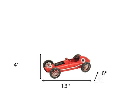 6" Red Metal Hand Painted Model Car Tabletop Sculpture HomeRoots