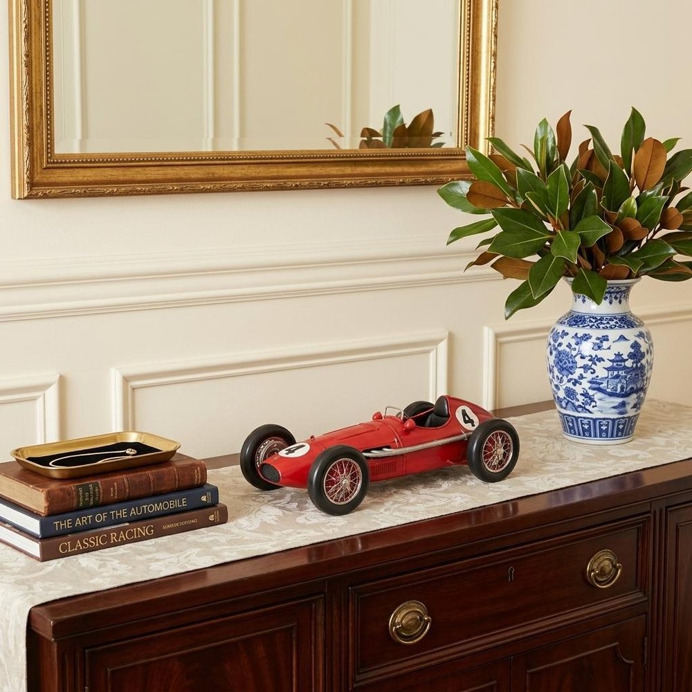 6" Red Metal Hand Painted Model Car Tabletop Sculpture HomeRoots