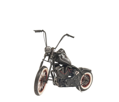 8" Black Metal Hand Painted Model Motorcycle Tabletop Sculpture HomeRoots
